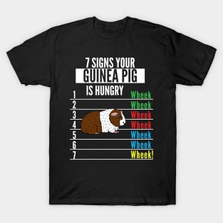 7 Signs Your Guinea pig is Hungry Funny guinea pet Wheek T-Shirt